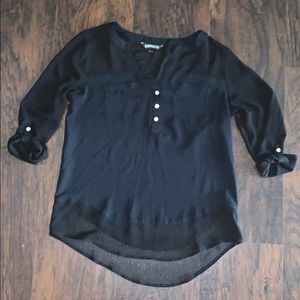 Express Black 3/4 Sleeve Shirt
